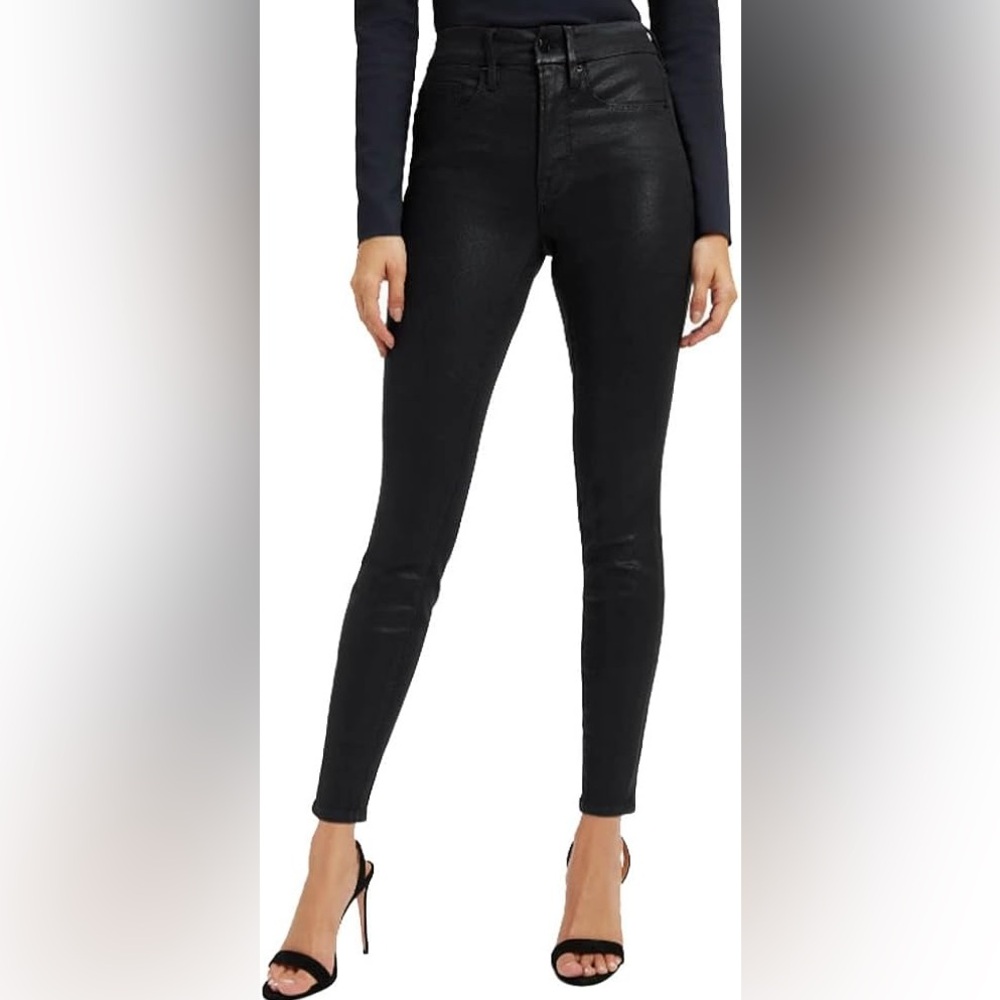 Good American Good Legs Coated Ankle Skinny Jeans - Black - 2